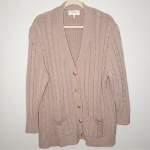 The Great Longline Cable Knit Cardigan Sweater